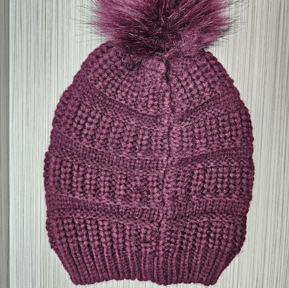 NWT Treasure & Bond Maroon Chunky Knit Pom Beanie - Picture 9 of 9